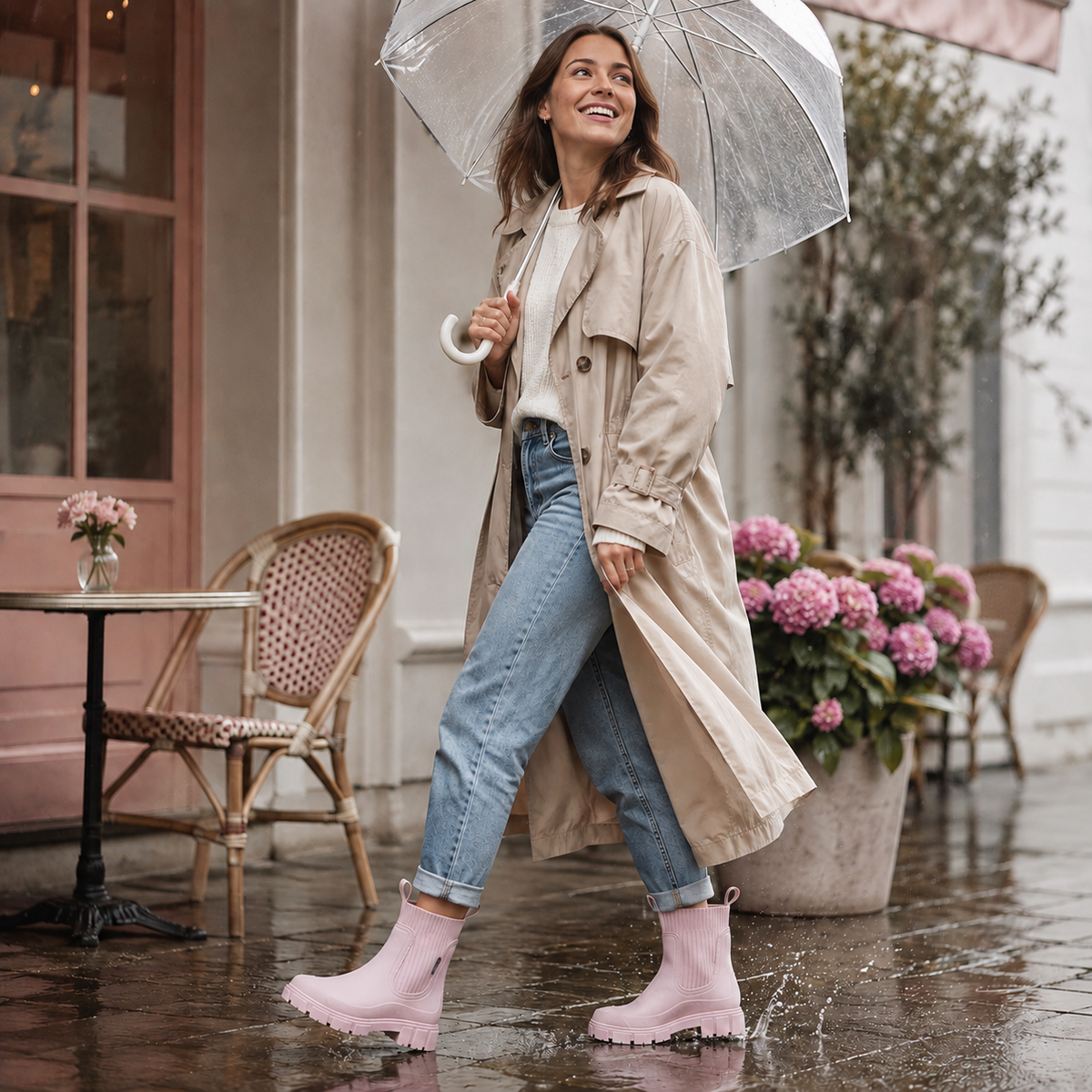 Women's Waterproof Ankle Rain Boots with Non-Slip Sole – Chelsea Pull-On Short Booties for Wet Weather, Urban Commute & Outdoor | Thomler