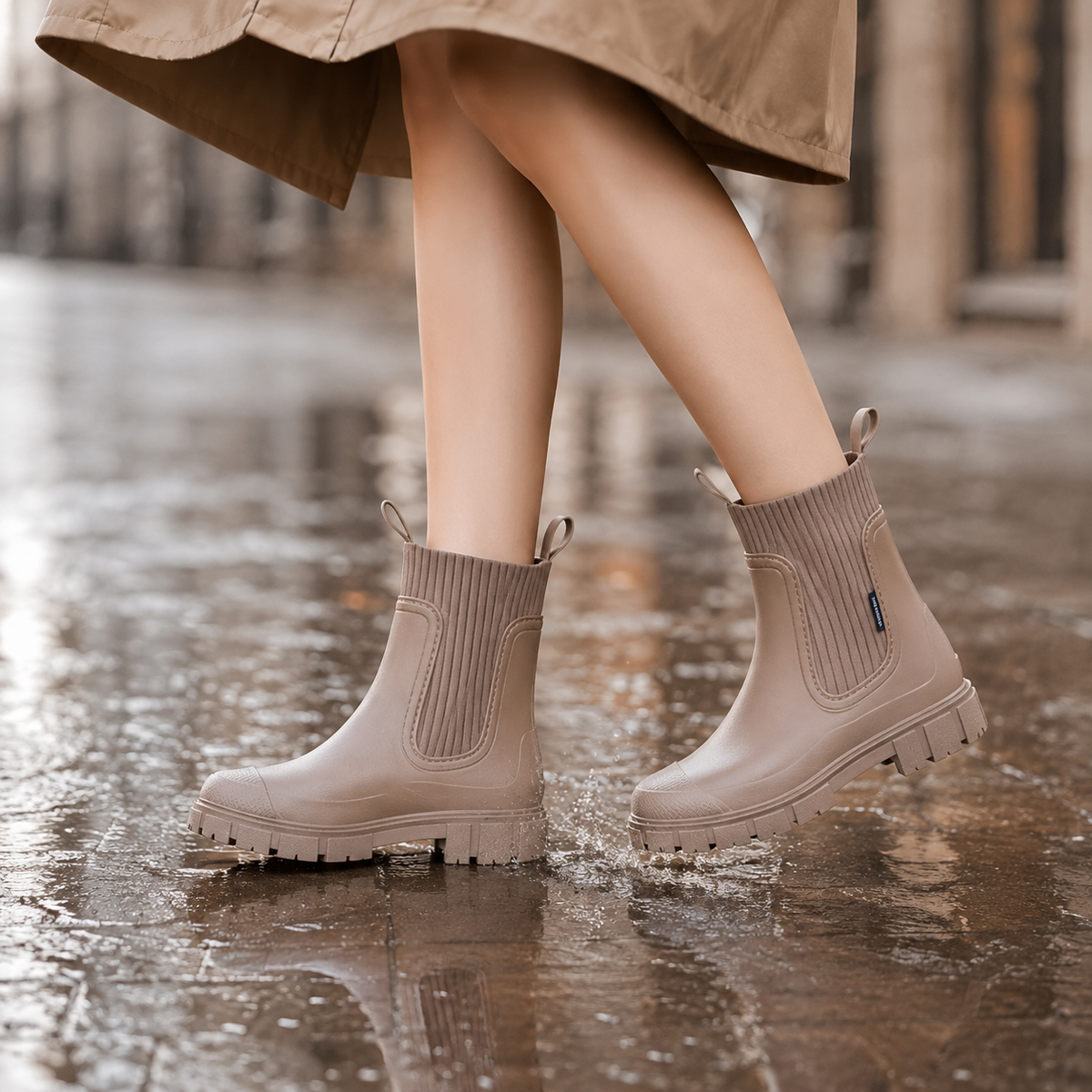 Women's Waterproof Ankle Rain Boots with Non-Slip Sole – Chelsea Pull-On Short Booties for Wet Weather, Urban Commute & Outdoor | Thomler