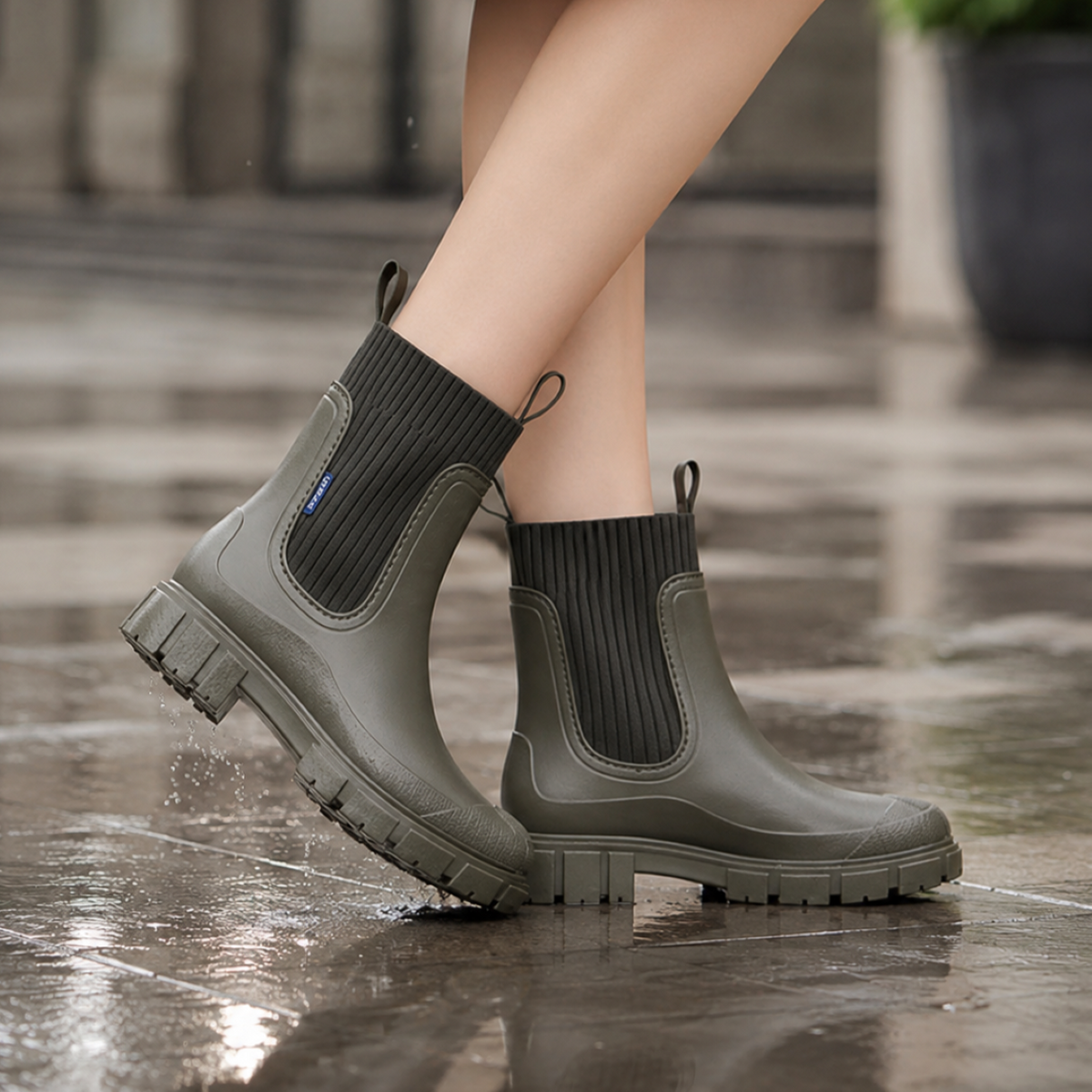 Women's Waterproof Ankle Rain Boots with Non-Slip Sole – Chelsea Pull-On Short Booties for Wet Weather, Urban Commute & Outdoor | Thomler