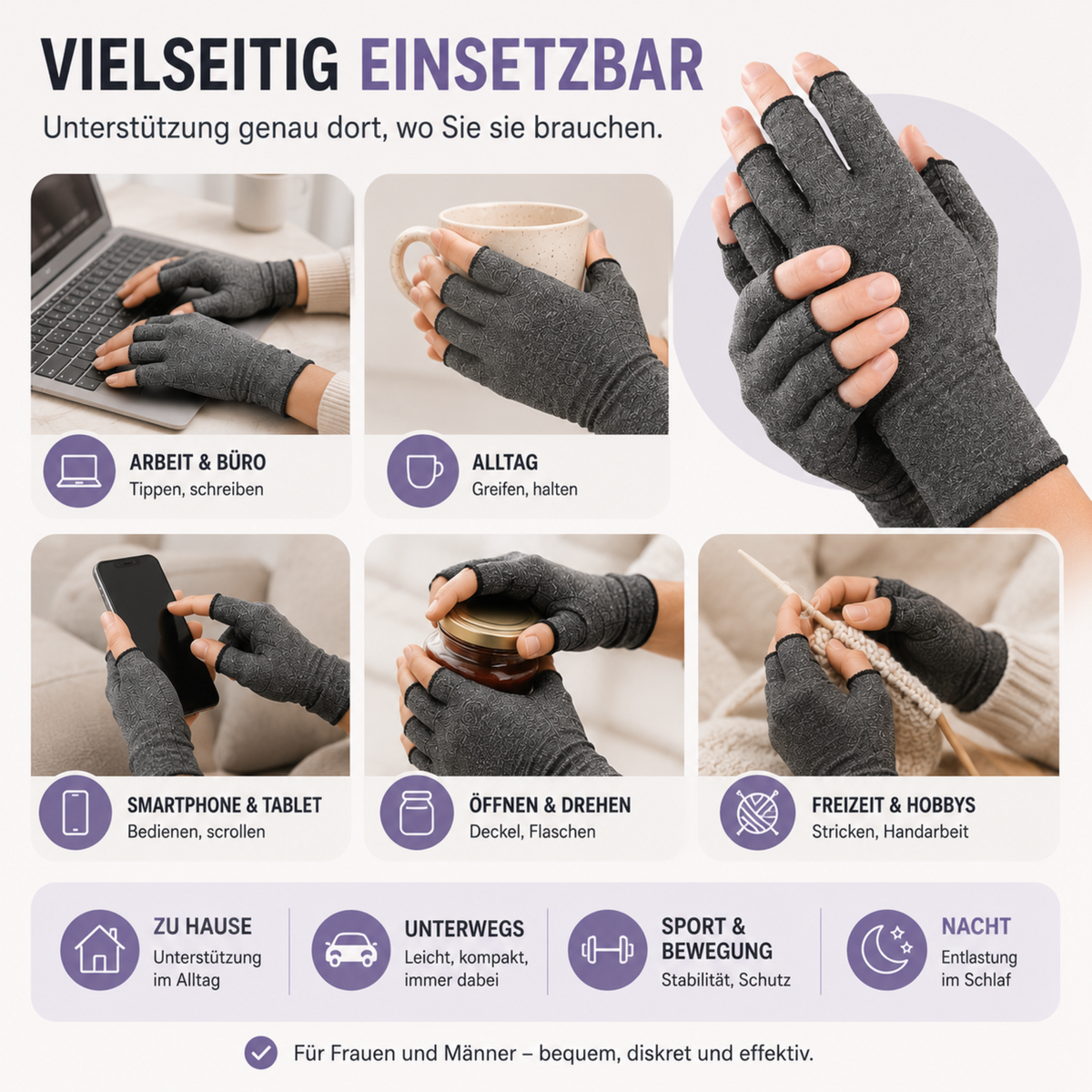 Fingerless Compression Gloves for Joint Support & Pain Relief – Breathable Half-Finger Hand Braces for Everyday Tasks & Arthritis Comfort | Thomler