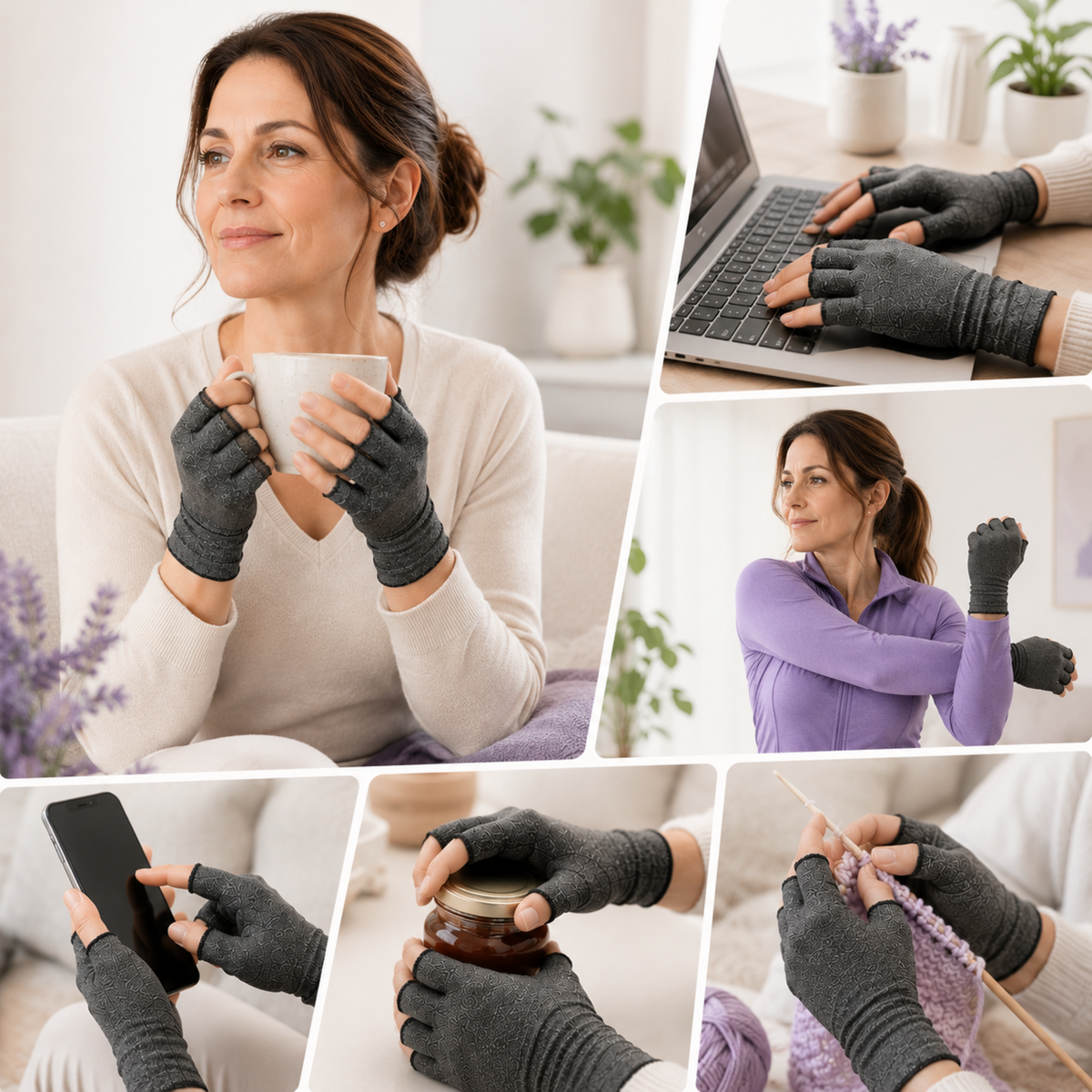 Fingerless Compression Gloves for Joint Support & Pain Relief – Breathable Half-Finger Hand Braces for Everyday Tasks & Arthritis Comfort | Thomler