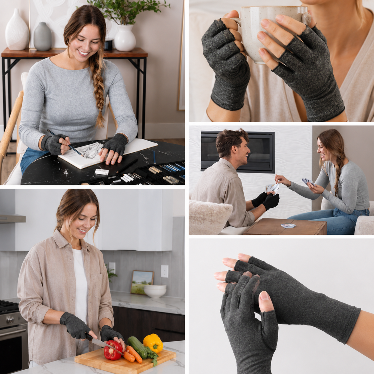 Fingerless Compression Gloves for Joint Support & Pain Relief – Breathable Half-Finger Hand Braces for Everyday Tasks & Arthritis Comfort | Thomler