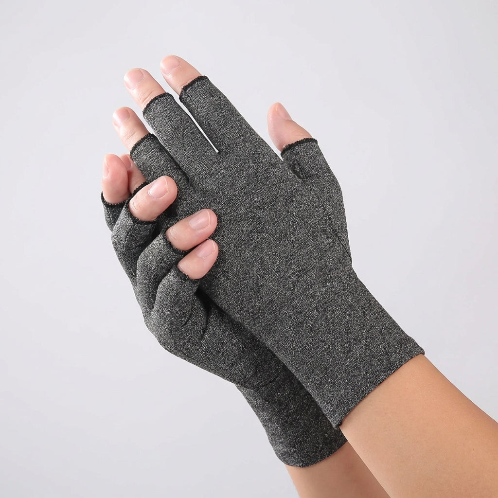 Fingerless Compression Gloves for Joint Support & Pain Relief – Breathable Half-Finger Hand Braces for Everyday Tasks & Arthritis Comfort | Thomler