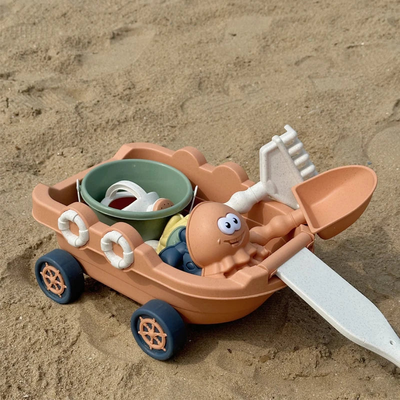 Construction Vehicle Beach Toy Set – Digger, Crane, Molds & Buckets for Toddlers & Kids | Thomler