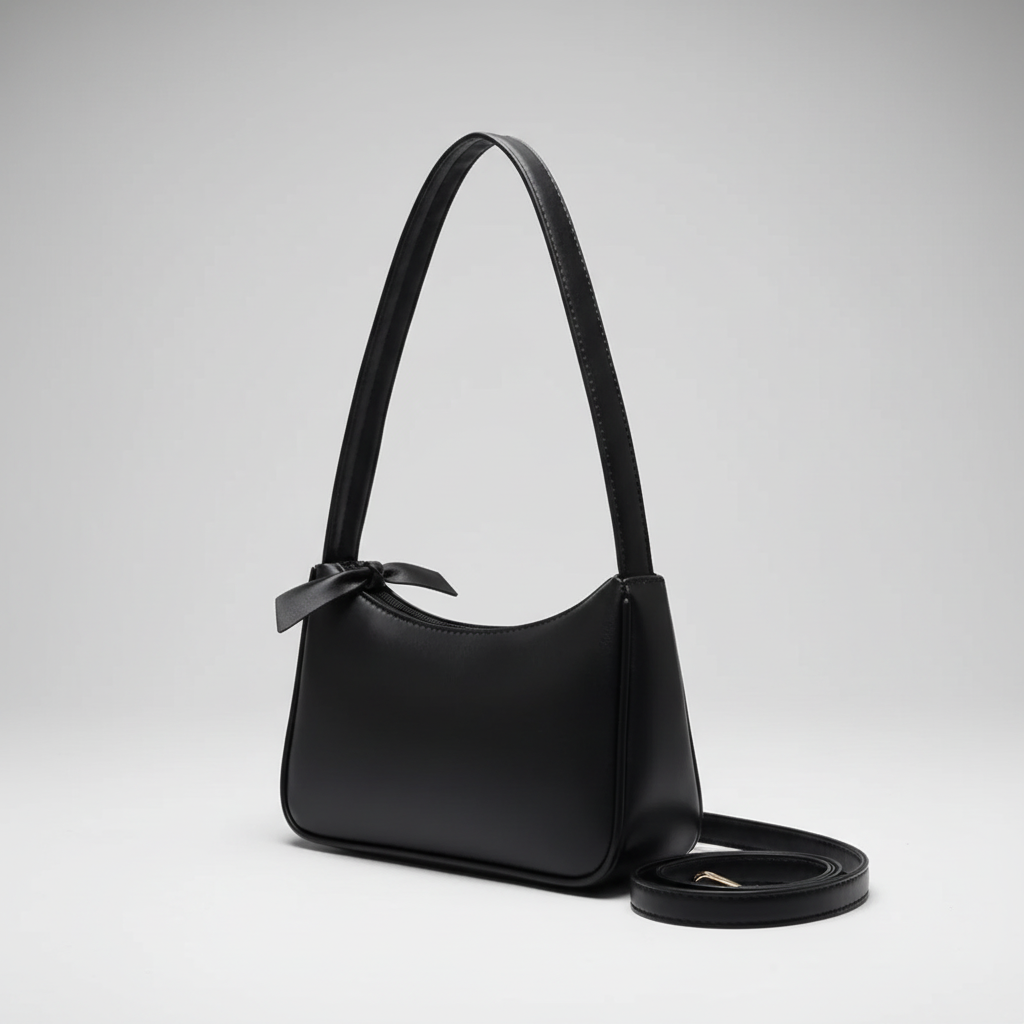Structured Baguette Shoulder Bag – Compact Vegan Leather Crossbody with Secure Zip Closure | Thomler