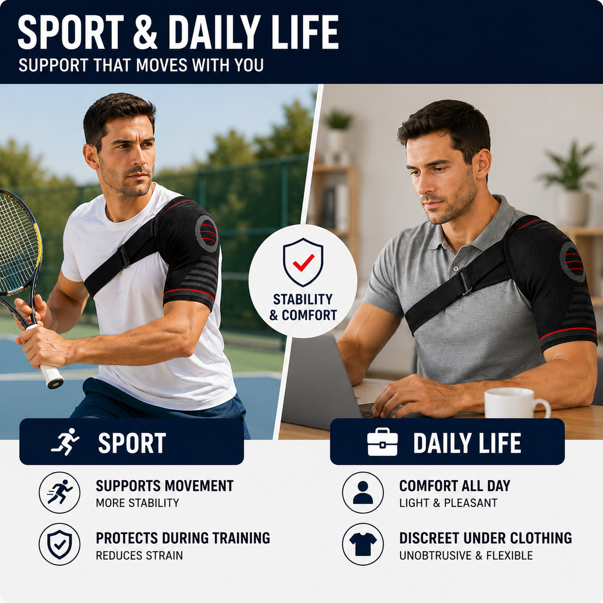 Rotator Cuff Brace with Adjustable Compression Straps for Shoulder Pain Relief & Joint Stability | Thomler