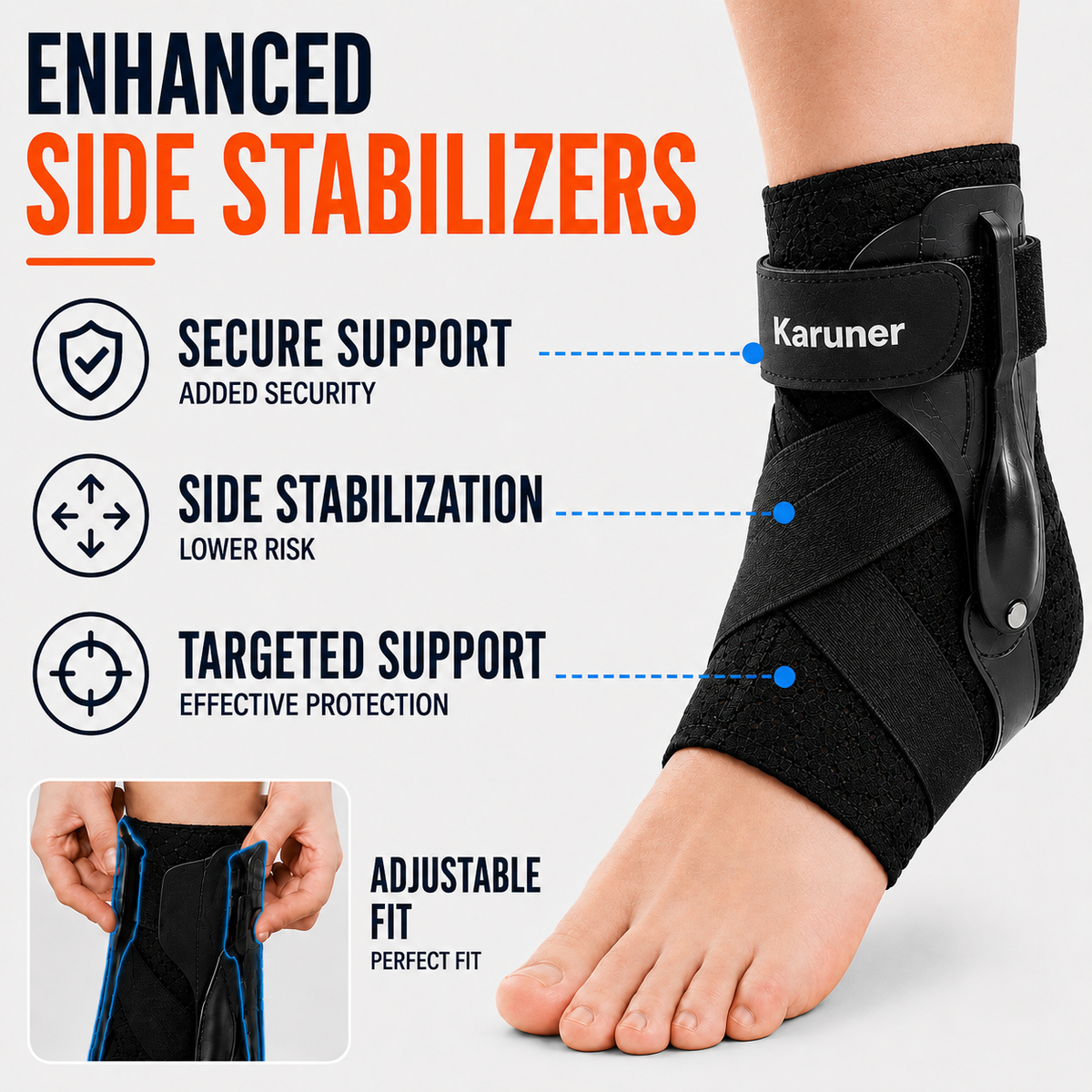 Adjustable Ankle Support Brace with Side Stabilizers for Sports Recovery and Joint Protection | Thomler