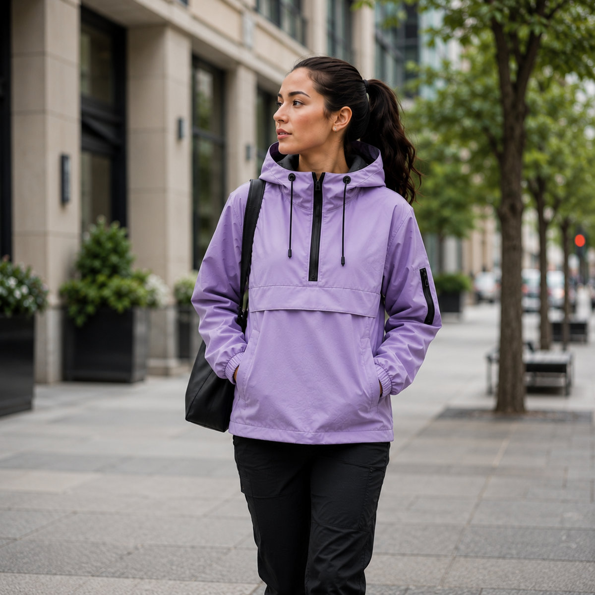 Weatherproof Half-Zip Windbreaker Jacket with Hood – Lightweight Water-Resistant Pullover for Men & Women | Thomler
