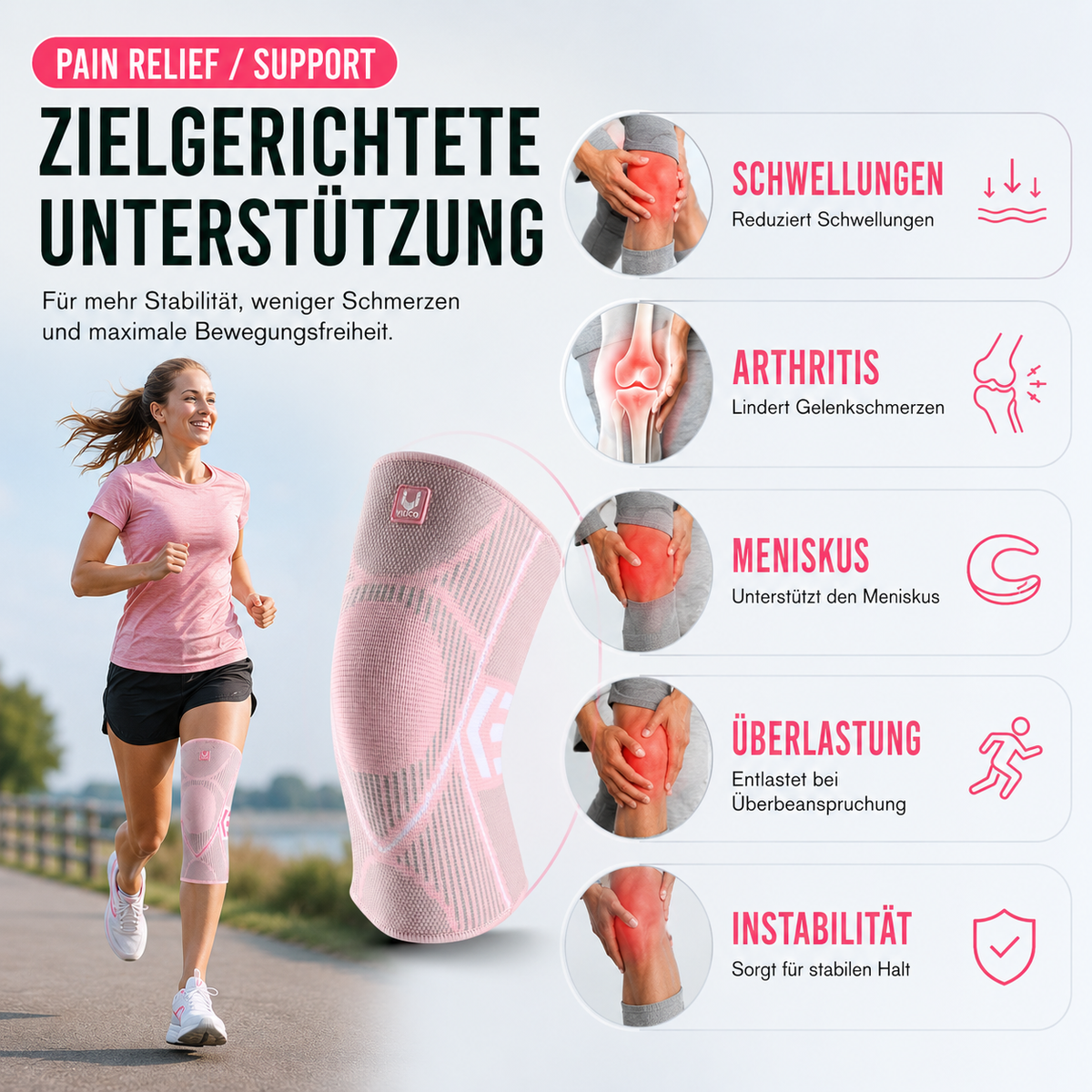 Compression Knee Sleeve for Joint Support & Pain Relief – Breathable Elastic Brace for Running, Sports & Everyday Activity | Thomler