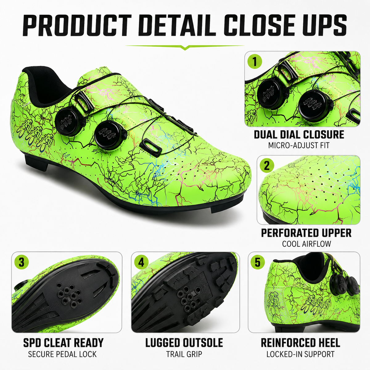 Clipless Road & MTB Bike Shoes with Rotary Dial Adjustment for Men & Women – SPD Compatible Cleat System | Thomler