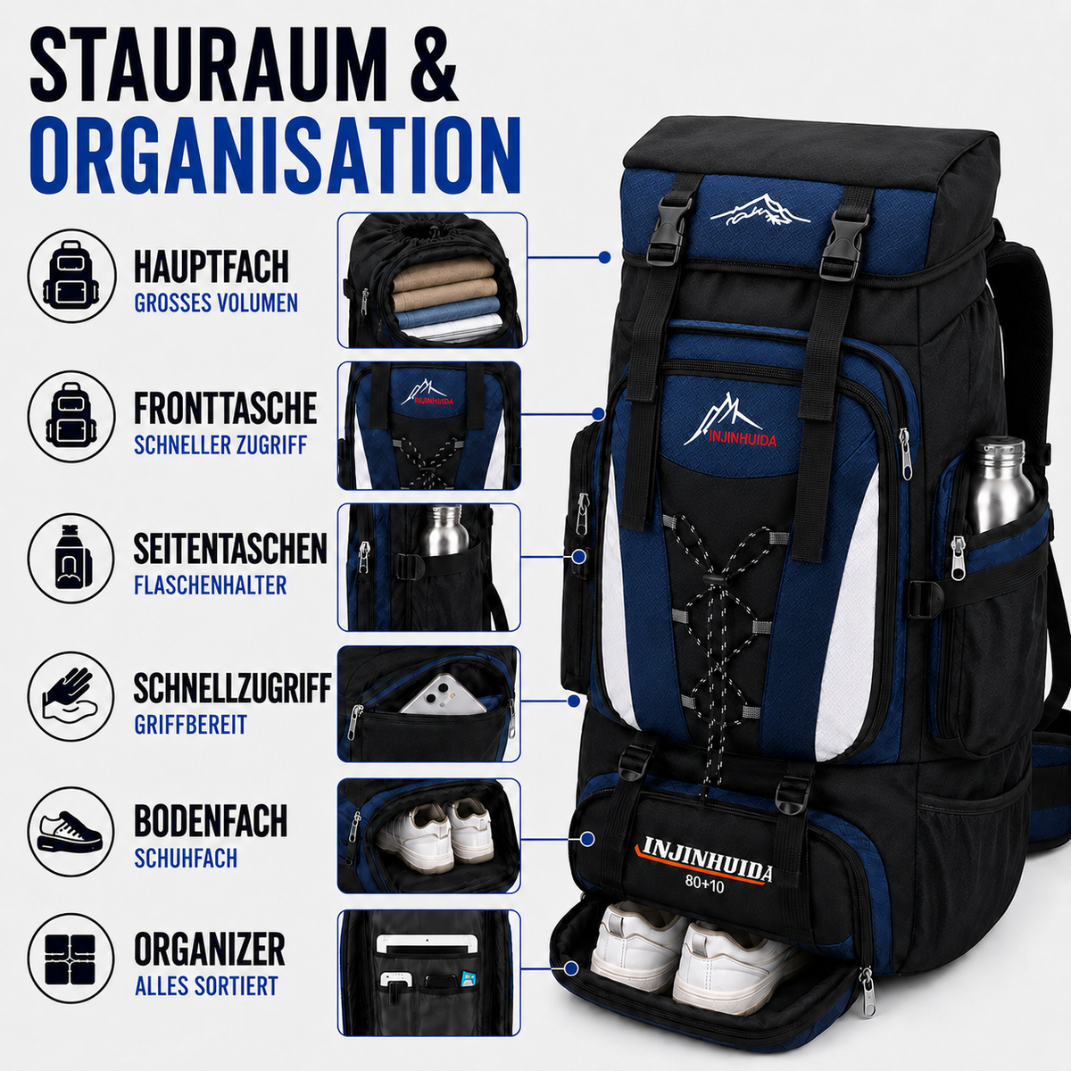 80L Hiking Backpack for Multi-Day Trips – Water-Resistant Trekking Pack with Breathable Support & Quick-Access Pockets for Camping | Thomler