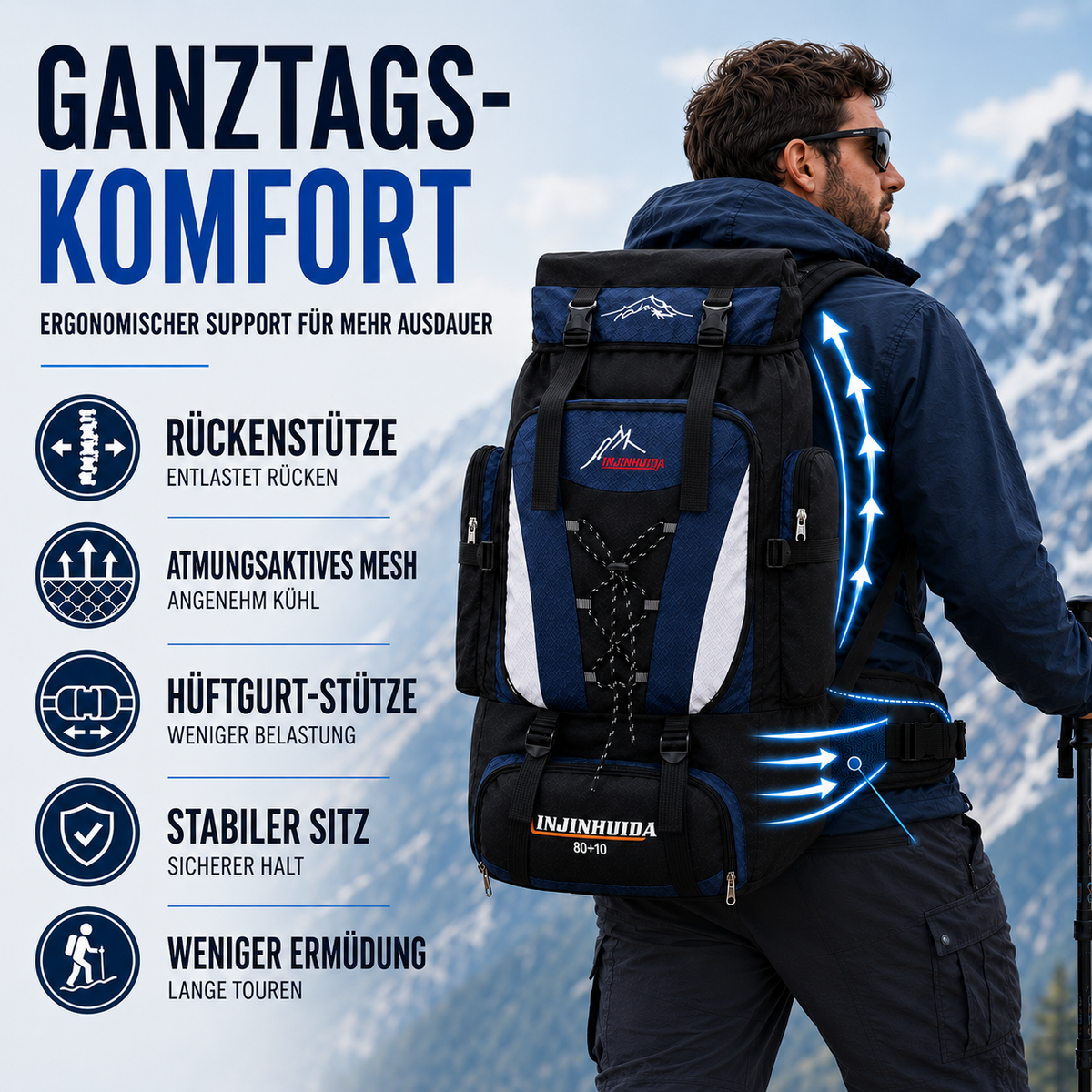 80L Hiking Backpack for Multi-Day Trips – Water-Resistant Trekking Pack with Breathable Support & Quick-Access Pockets for Camping | Thomler