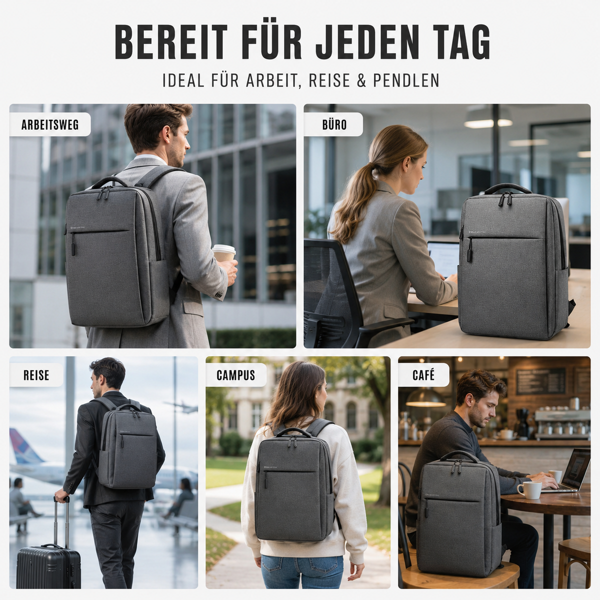 Water-Resistant Commuter Backpack with Padded Laptop Compartment for Work & Travel | Thomler