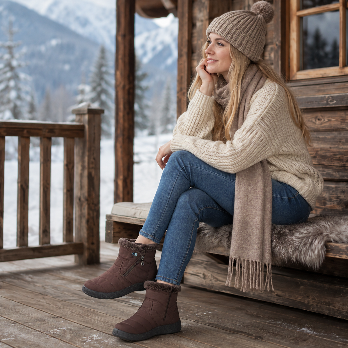 Women's Insulated Waterproof Ankle Boots with Side Zip & Anti-Slip Sole for Cold Weather Walking | Thomler