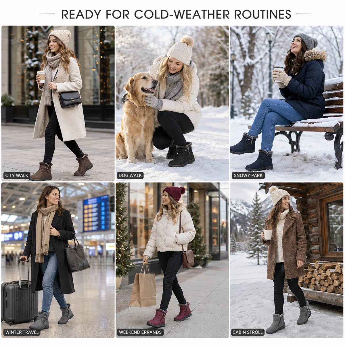 Women's Insulated Waterproof Ankle Boots with Side Zip & Anti-Slip Sole for Cold Weather Walking | Thomler