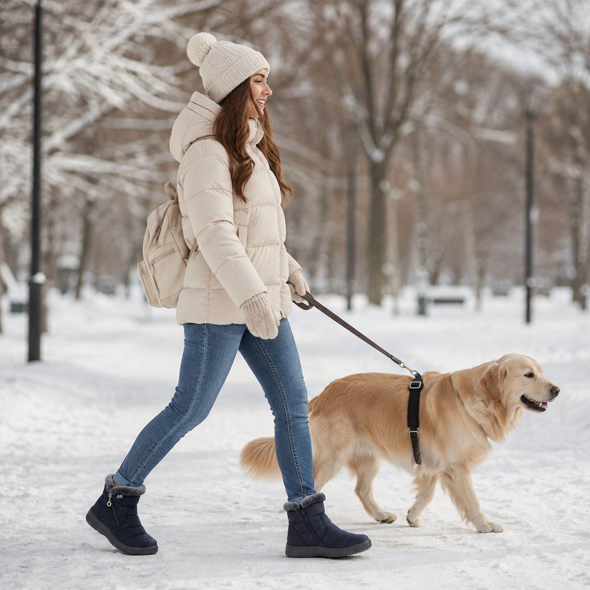 Women's Insulated Waterproof Ankle Boots with Side Zip & Anti-Slip Sole for Cold Weather Walking | Thomler