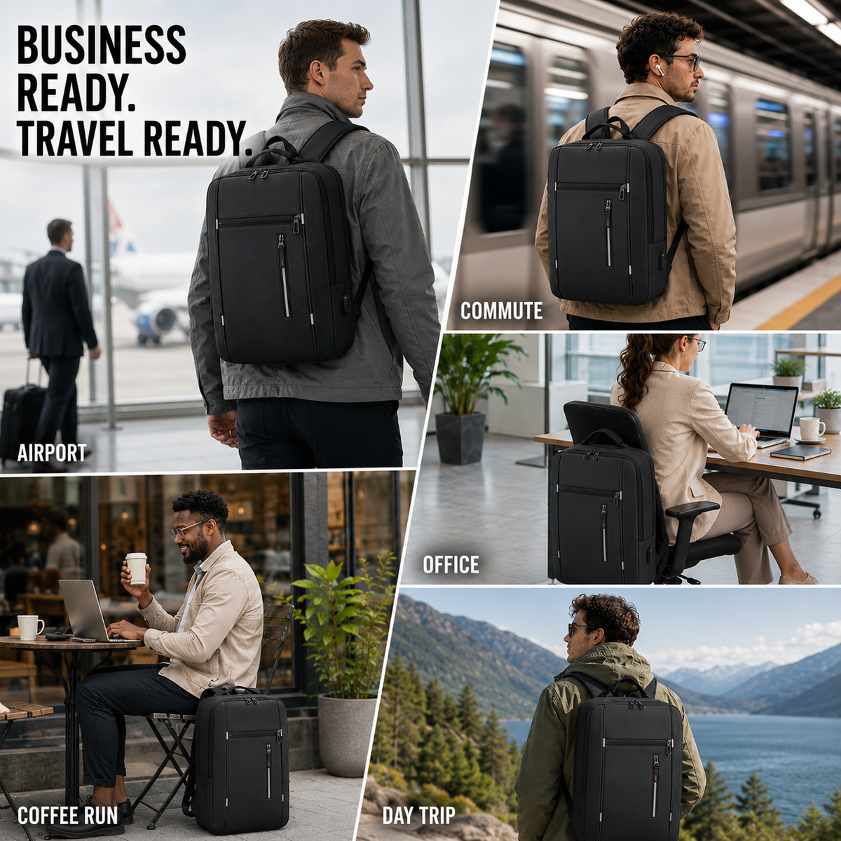Waterproof Laptop Backpack with USB Charging Port – Padded Compartment for 15.6 Inch Notebook – Commuter Daypack for Work School Travel | Thomler