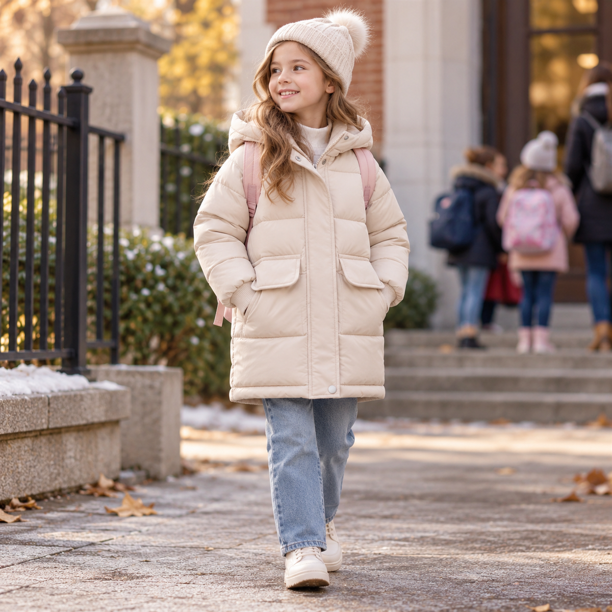 Insulated Longline Hooded Puffer Jacket for Kids – Full-Zip Heavyweight Winter Coat Ages 3-12 | Thomler