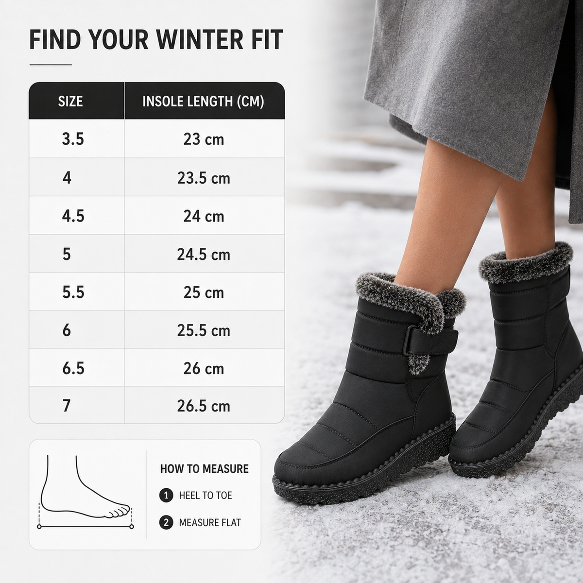 Women's Waterproof Snow Boots with Plush Lining and Non-Slip Sole for Winter | Ankle-High Velcro Closure Insulated Footwear | Thomler
