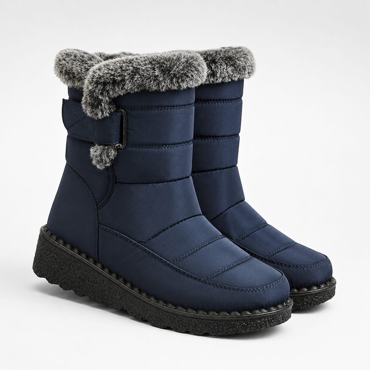 Women's Waterproof Snow Boots with Plush Lining and Non-Slip Sole for Winter | Ankle-High Velcro Closure Insulated Footwear | Thomler
