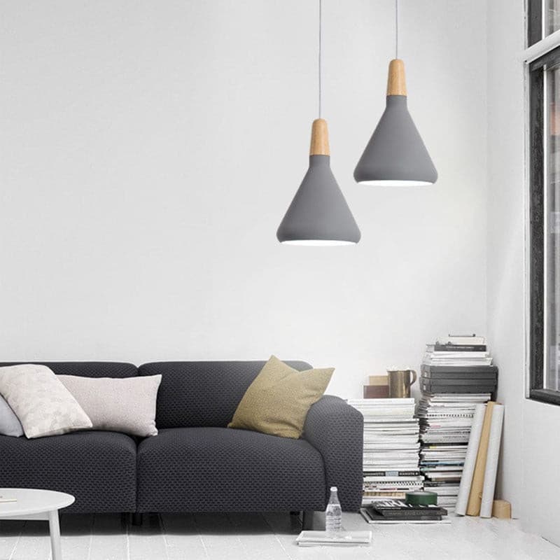 Pendant Light Iron Wood 10.6 in Adjustable Indoor Ceiling Lamp White Black Silver Rose Gold Grey Modern Dining Room Kitchen Island Lighting | Thomler