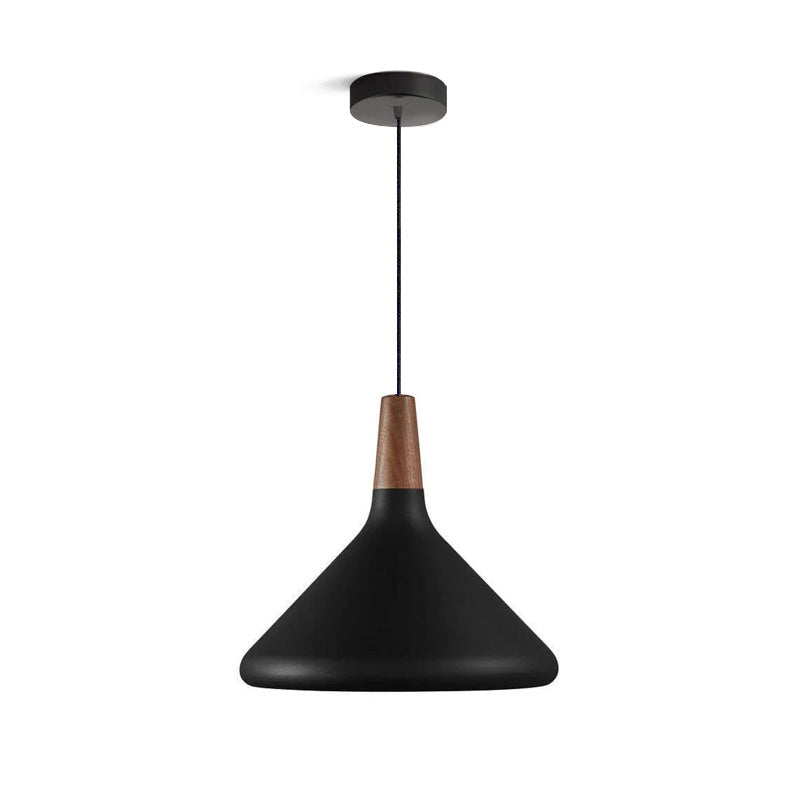 Pendant Light Iron Wood 10.6 in Adjustable Indoor Ceiling Lamp White Black Silver Rose Gold Grey Modern Dining Room Kitchen Island Lighting | Thomler