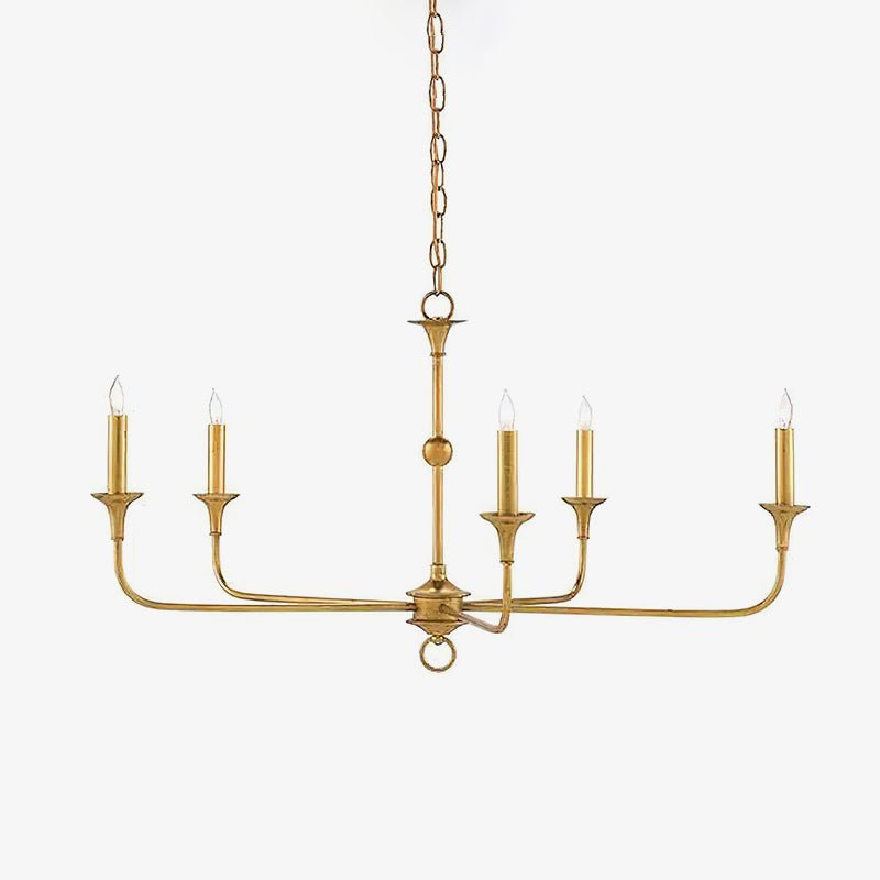 Pendant Light Brass Metal 91.0 cm Dining Room Candle Style Ceiling Chandelier Adjustable Chain E14 Hanging Fixture | Thomler