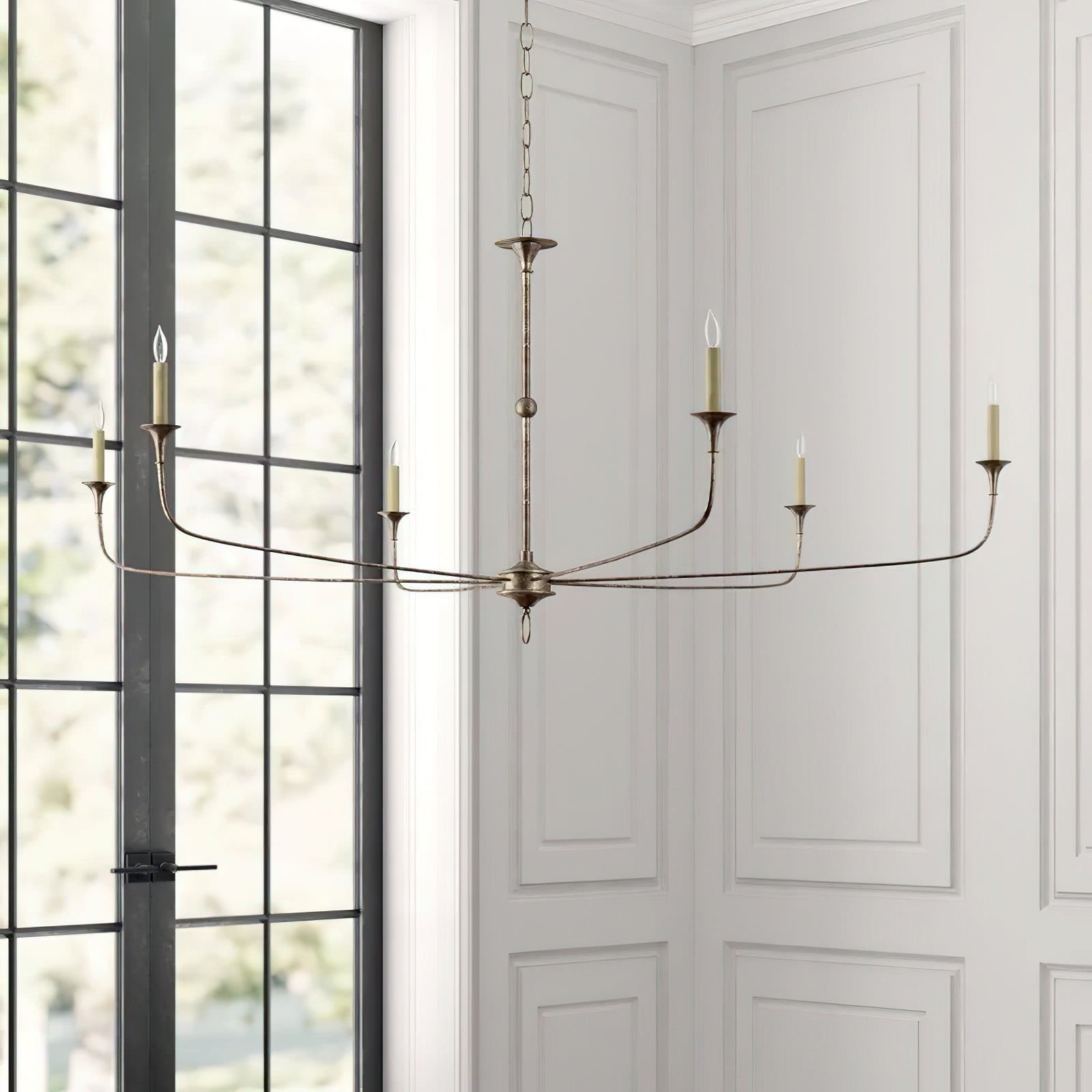 Pendant Light Brass Metal 91.0 cm Dining Room Candle Style Ceiling Chandelier Adjustable Chain E14 Hanging Fixture | Thomler