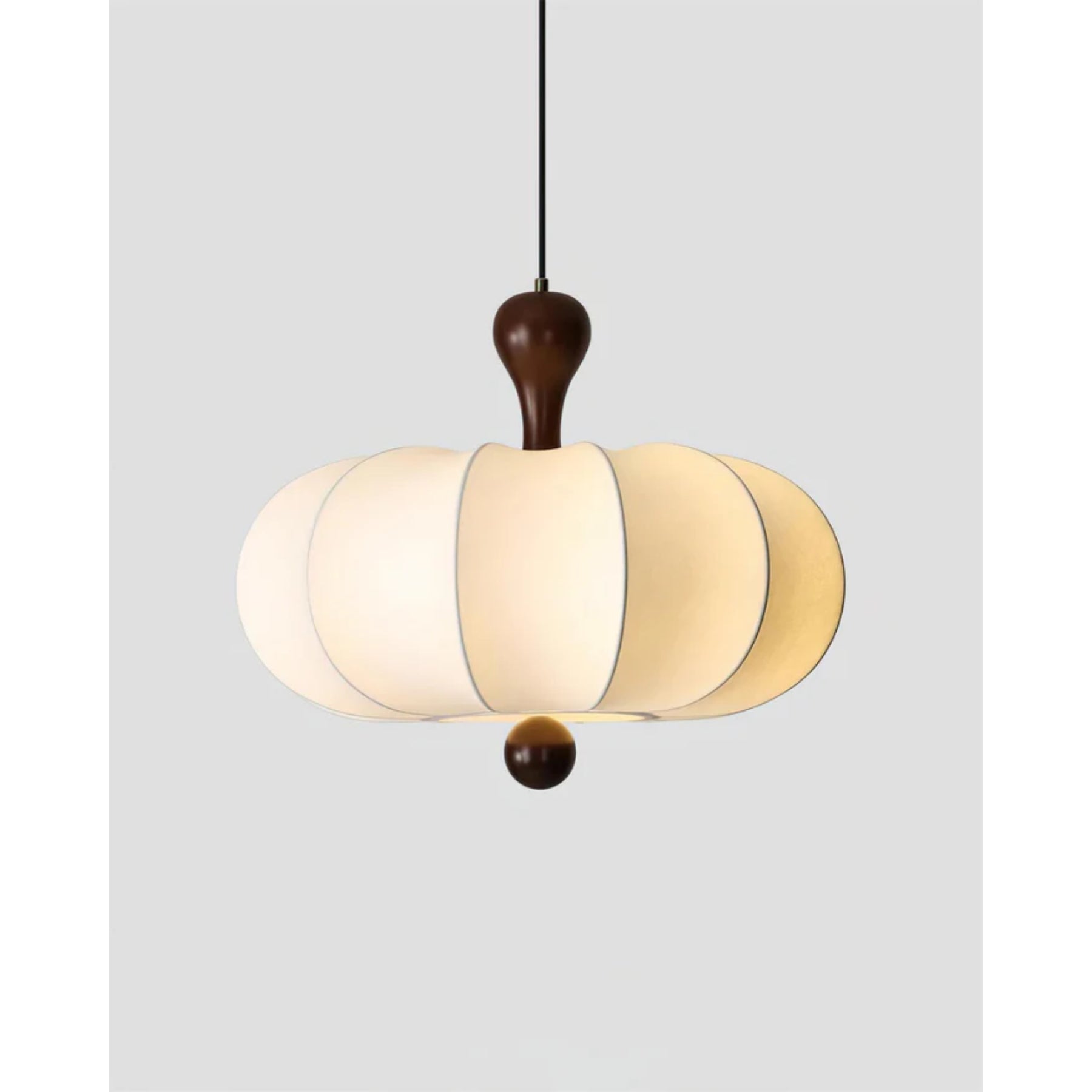 Pendant Light Fabric Walnut Wood White Dining Room Living Room Japandi Scandinavian Hanging Ceiling Lamp | Thomler