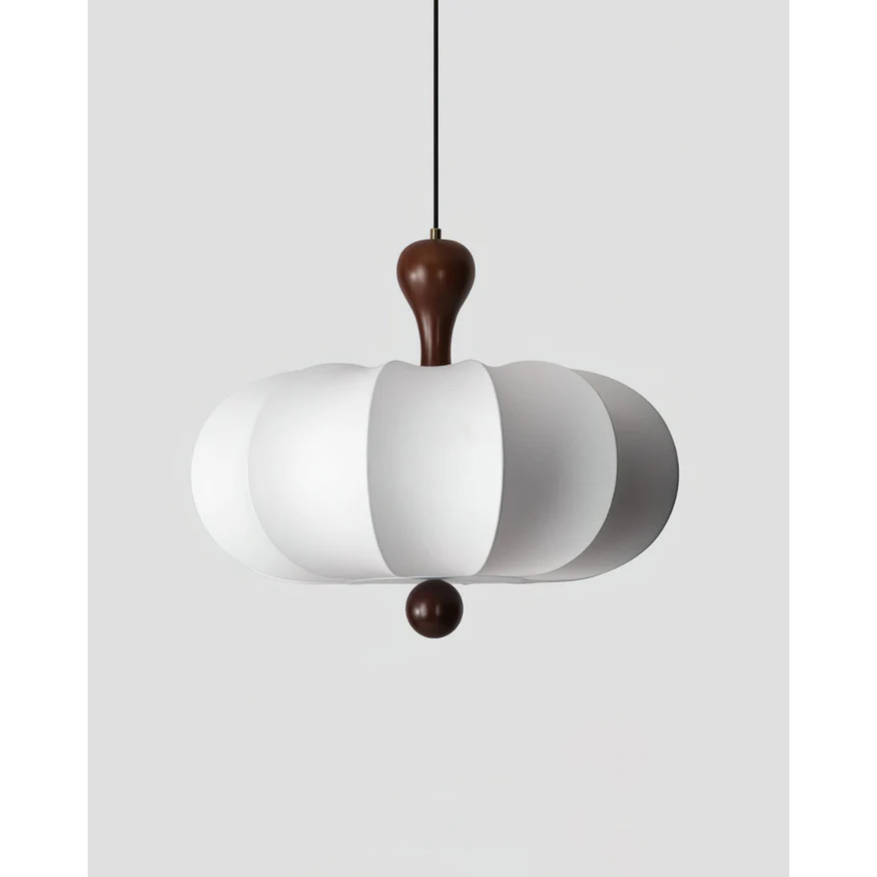 Pendant Light Fabric Walnut Wood White Dining Room Living Room Japandi Scandinavian Hanging Ceiling Lamp | Thomler