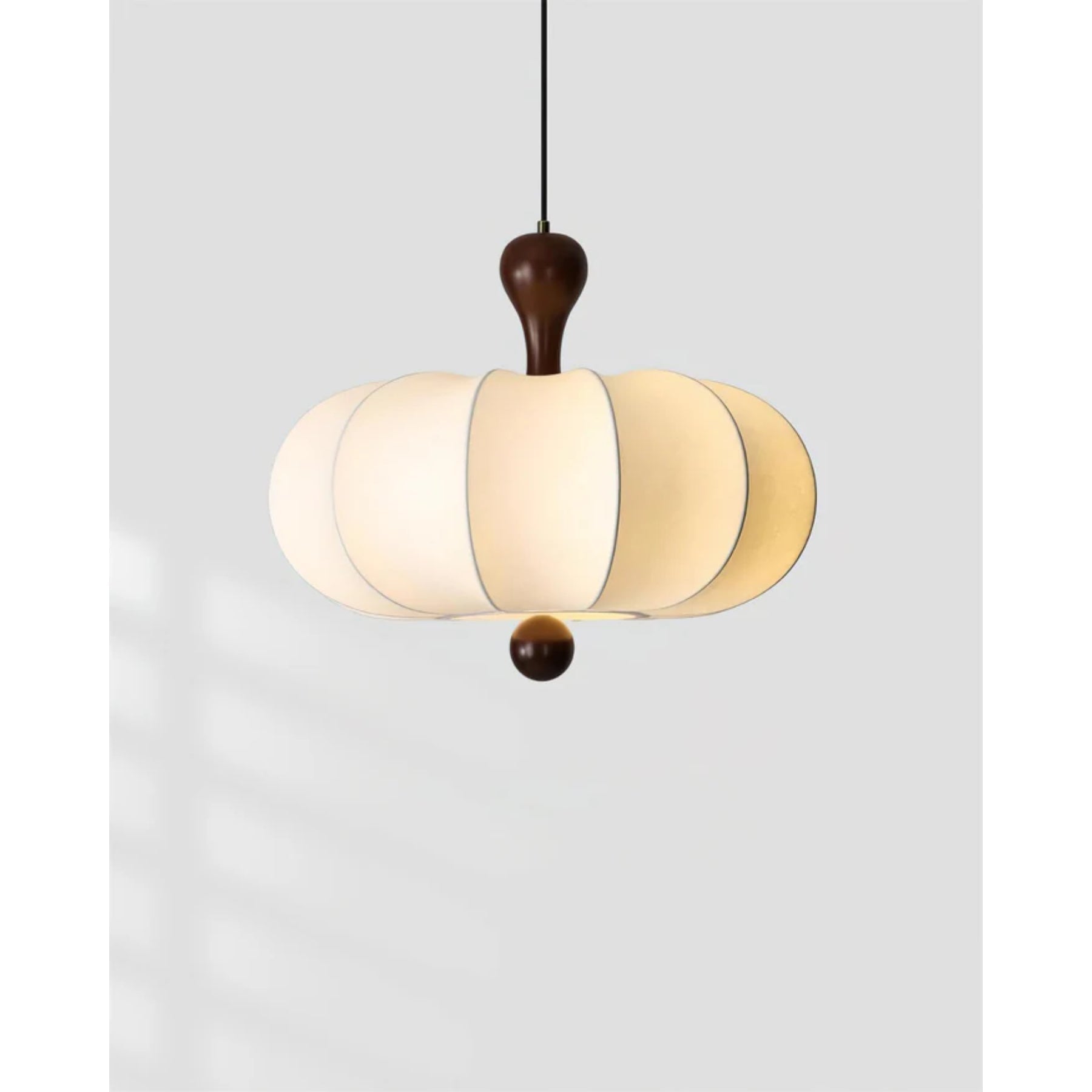 Pendant Light Fabric Walnut Wood White Dining Room Living Room Japandi Scandinavian Hanging Ceiling Lamp | Thomler
