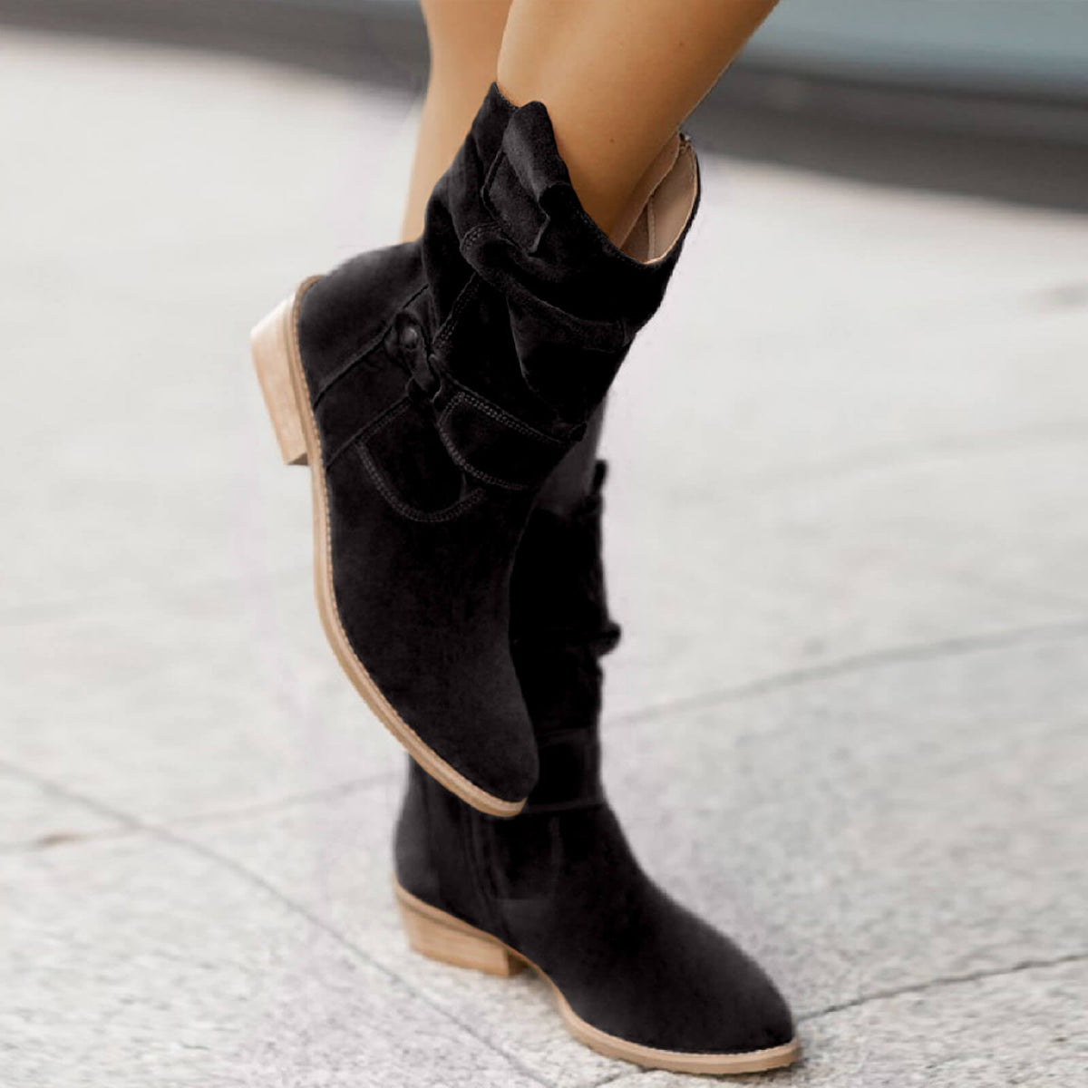 Women's Low Heel Ankle Boots Suede Effect with Cushioned Insole Non-Slip Sole Everyday Fall Booties for Walking Comfort | Thomler