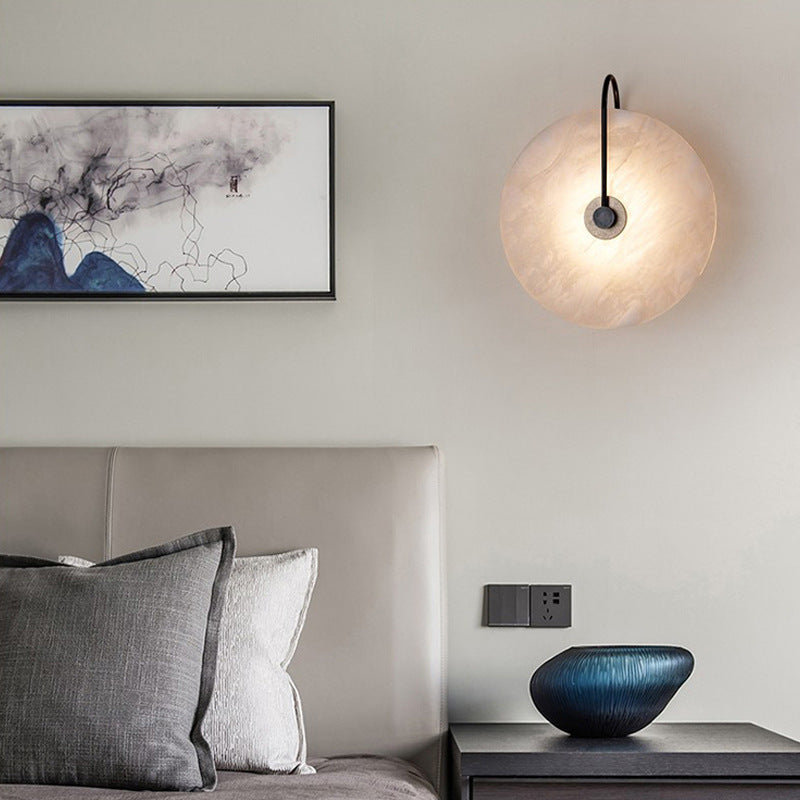 Wall Lamp Alabaster Disc 30.0 cm Gold Living Room Bedroom LED Sconce Luxury Ambient Wall Lighting | Thomler