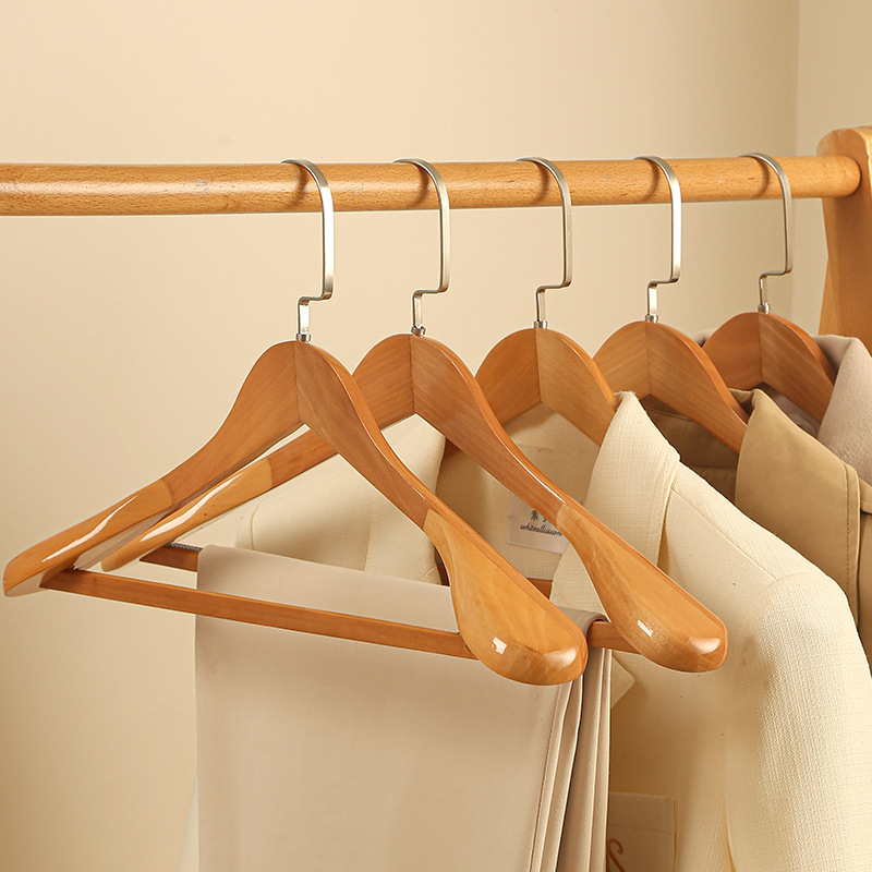 Clothes Hangers Wood And Metal Dark Brown Wardrobe Coat Organiser Set Heavy Duty Suit Jacket Shirt Closet Storage | Thomler