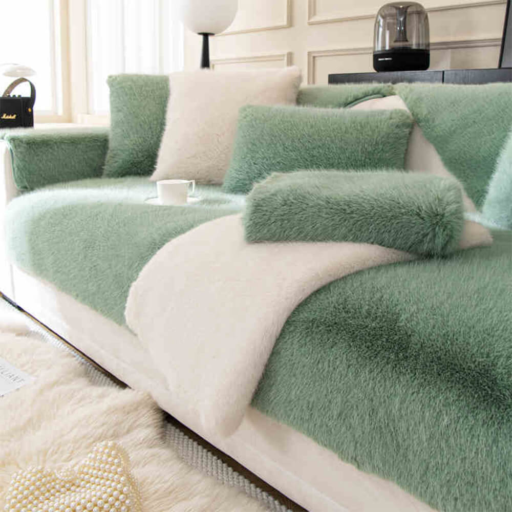 Plush Faux Mink Couch Protector with Grip-Back – Furniture Throw for Living Room Sofa Loveseat Chair Sectional | Thomler