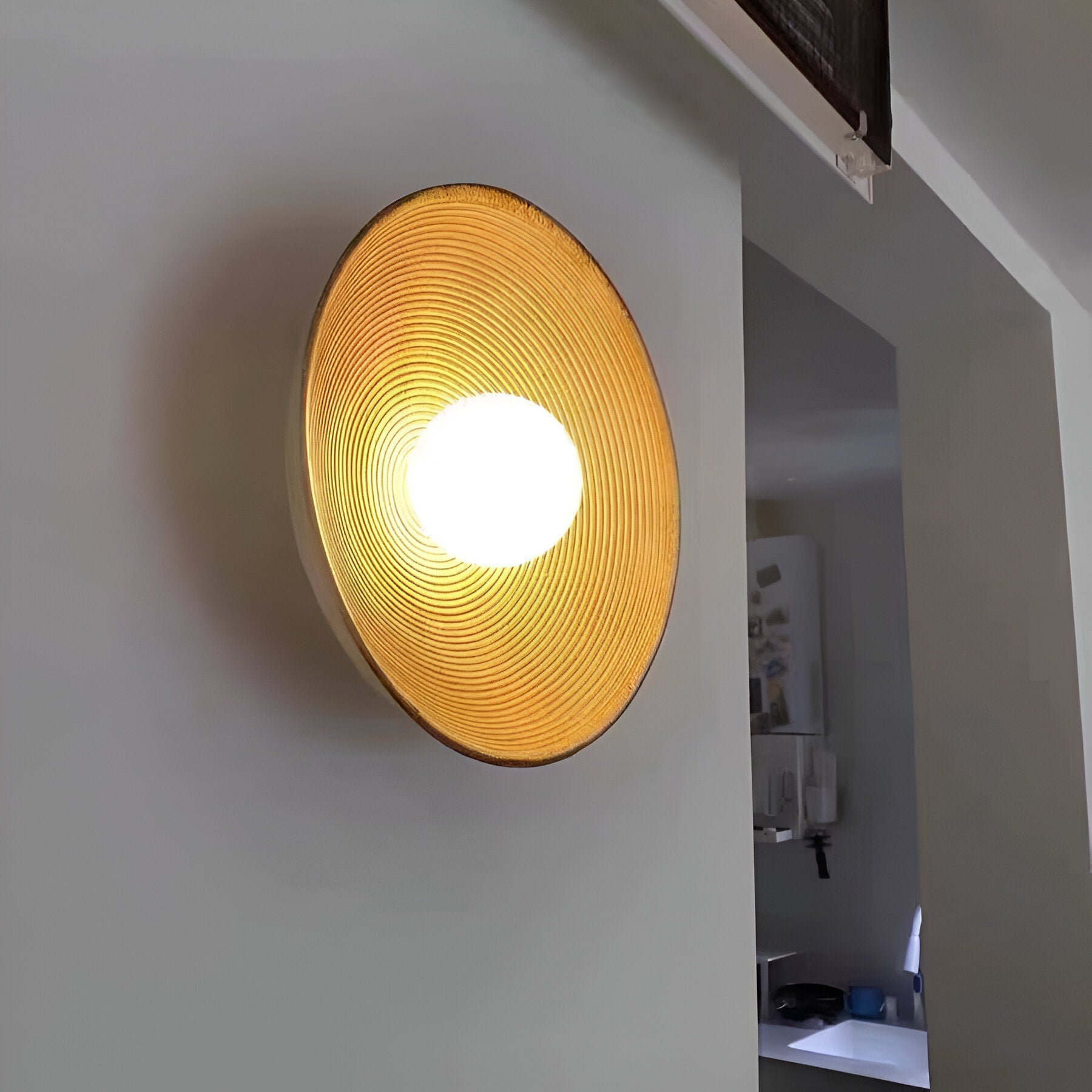 Wall Lamp Resin Glass 19.7 in Round White Bedroom Living Room Ambient Lighting Scandinavian Minimalist Sconce | Thomler