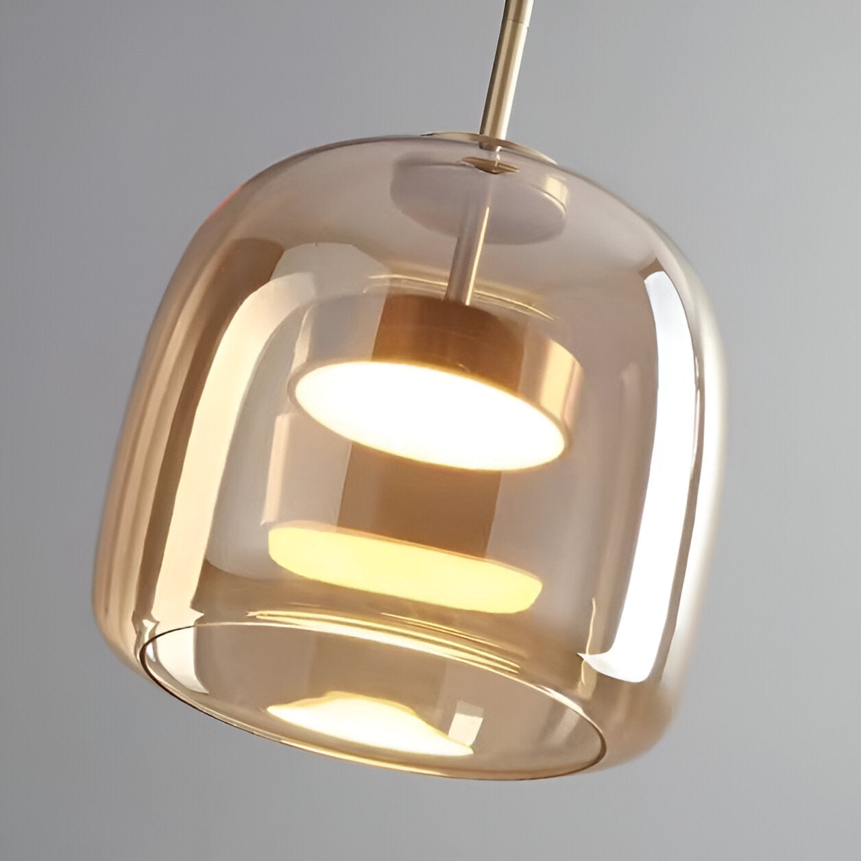 Pendant Light Hand Blown Glass Ø38.0 cm Smoked Grey Dining Room Kitchen Island Adjustable LED Hanging Ceiling Lamp | Thomler