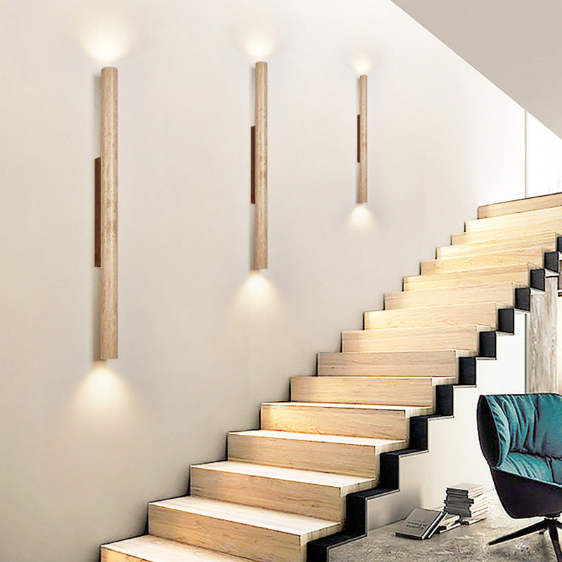 Wall Lamp Travertine Stone 12.6 in Up Down Bedroom Hallway Sconce Minimalist Natural Lighting Fixture | Thomler