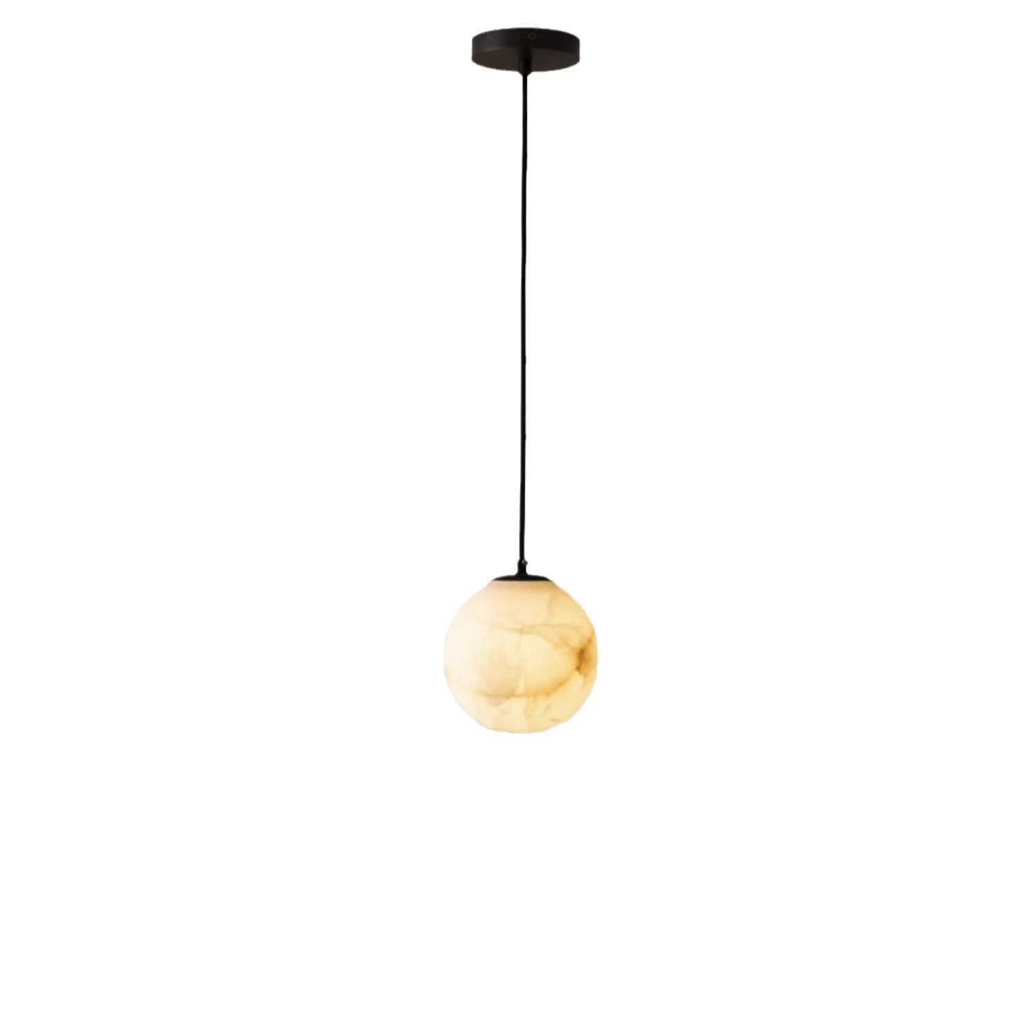 Pendant Light Alabaster Globe 3.9–5.9 in Adjustable Bedroom Dining Hanging Ceiling Lamp Modern Minimalist Stone Fixture | Thomler
