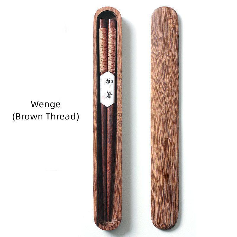 Chopsticks Black Walnut Wood Handmade Japanese Dining Set Decorative Rope Gift Box Tableware | Thomler