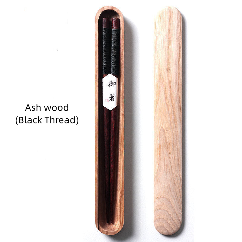 Chopsticks Black Walnut Wood Handmade Japanese Dining Set Decorative Rope Gift Box Tableware | Thomler