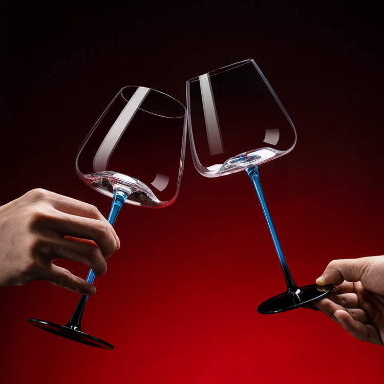 Wine Glass Hand Painted Blue Stem Bordeaux Aeration Tableware Elegant Dining Decanter Set Entertaining Giftware | Thomler