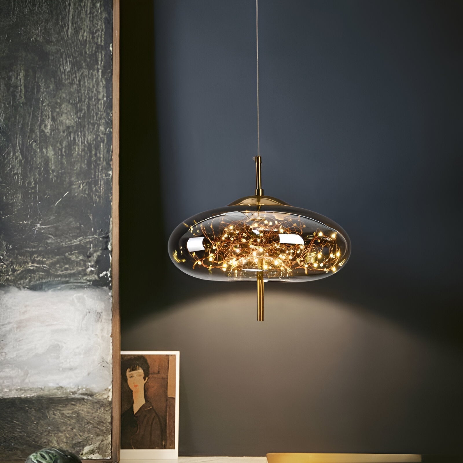Pendant Light Glass 7.9 in Modern Adjustable Dining Room Kitchen Island Hanging Ceiling Lamp Scandinavian Minimalist Fixture | Thomler