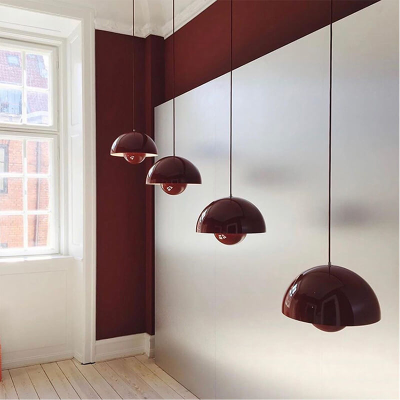Half-Dome Metal Pendant Light – Scandinavian Minimalist Hanging Ceiling Fixture for Dining Room, Kitchen Island & Living Room | Thomler