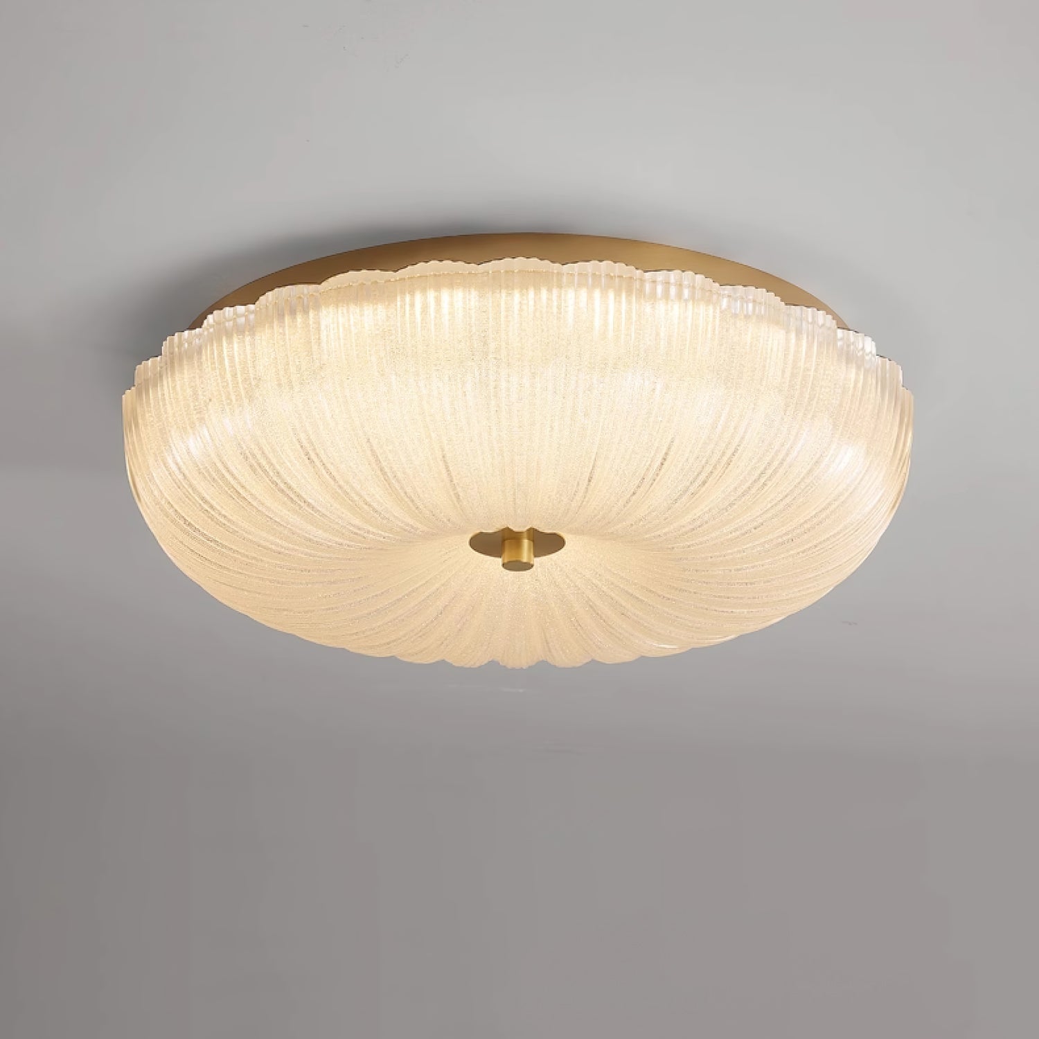 Flush Mount LED Ceiling Light with Textured Glass Shade for Dining Room & Bedroom – Round Halo Design, 8 to 20 Inch Diameter Options, Warm | Thomler