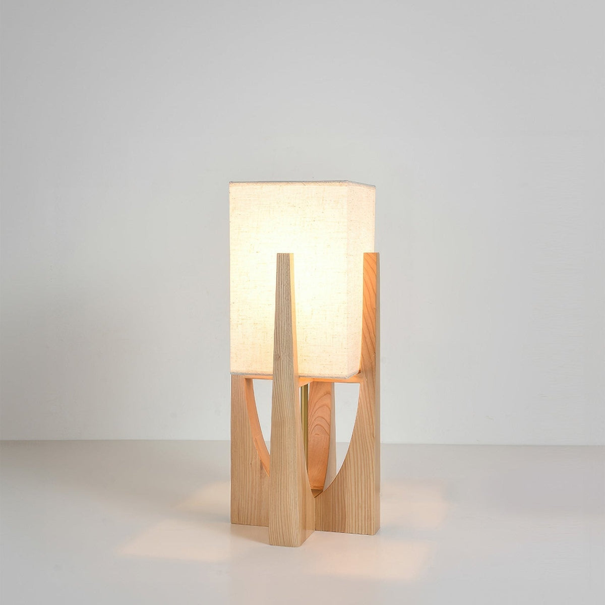 Japanese-Inspired Fabric & Wood Floor Lamp with Natural Minimalist Design | Wabi-Sabi Style Ambient Lighting for Living Room, Bedroom | Thomler