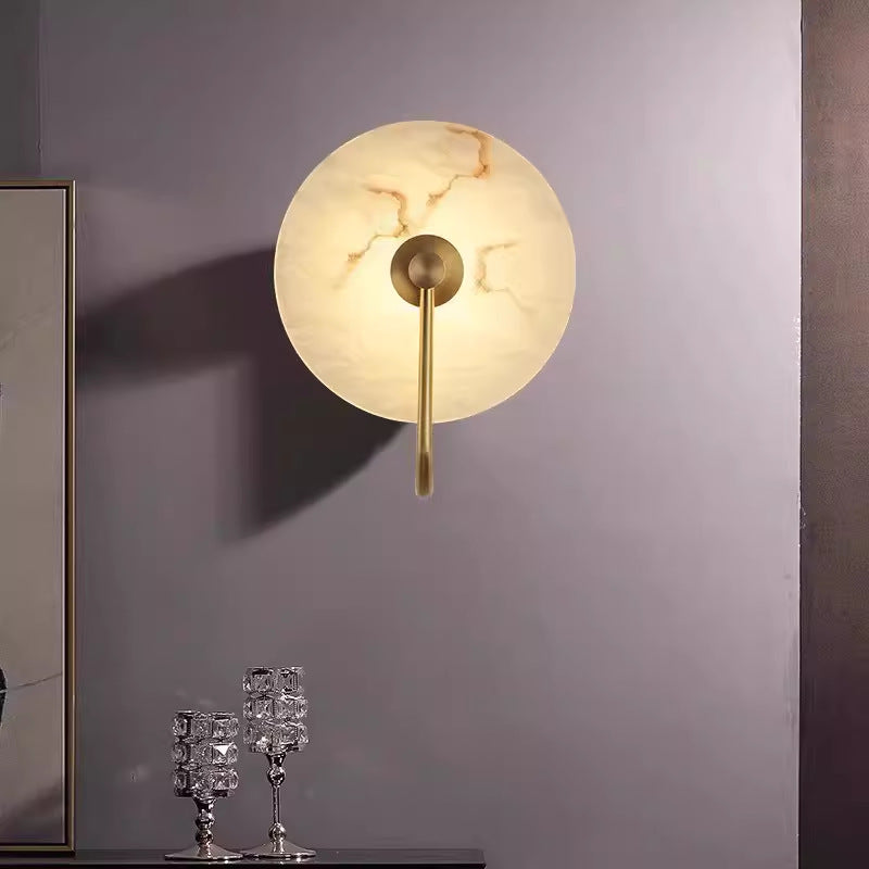 Wall Lamp Alabaster Disc 30.0 cm Gold Living Room Bedroom LED Sconce Luxury Ambient Wall Lighting | Thomler