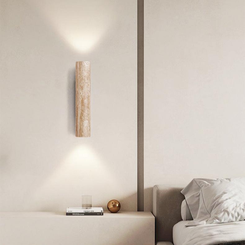 Wall Lamp Travertine Stone 12.6 in Up Down Bedroom Hallway Sconce Minimalist Natural Lighting Fixture | Thomler