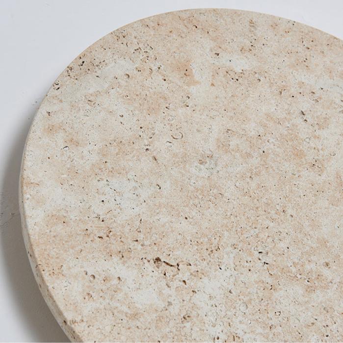 Wall Lamp Travertine Stone 11.8 in Round Warm LED Bedroom Hallway Ambient Lighting Minimalist Natural Stone Sconce | Thomler