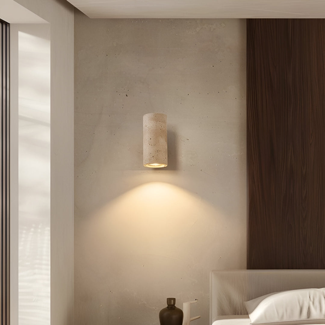 Wall Lamp Travertine Stone 12.6 in Up Down Bedroom Hallway Sconce Minimalist Natural Lighting Fixture | Thomler